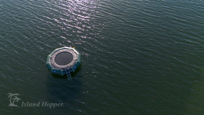 Island Hopper 15ft Classic natural green water trampoline for lakefront houses