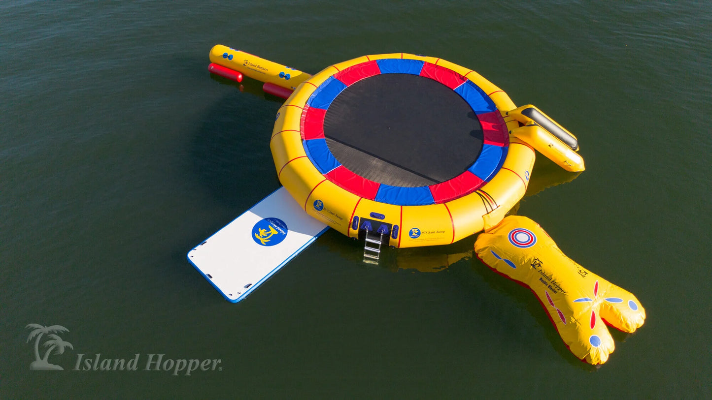 Island Hopper 25ft Giant Jump yellow water trampoline Water Park ocean front property