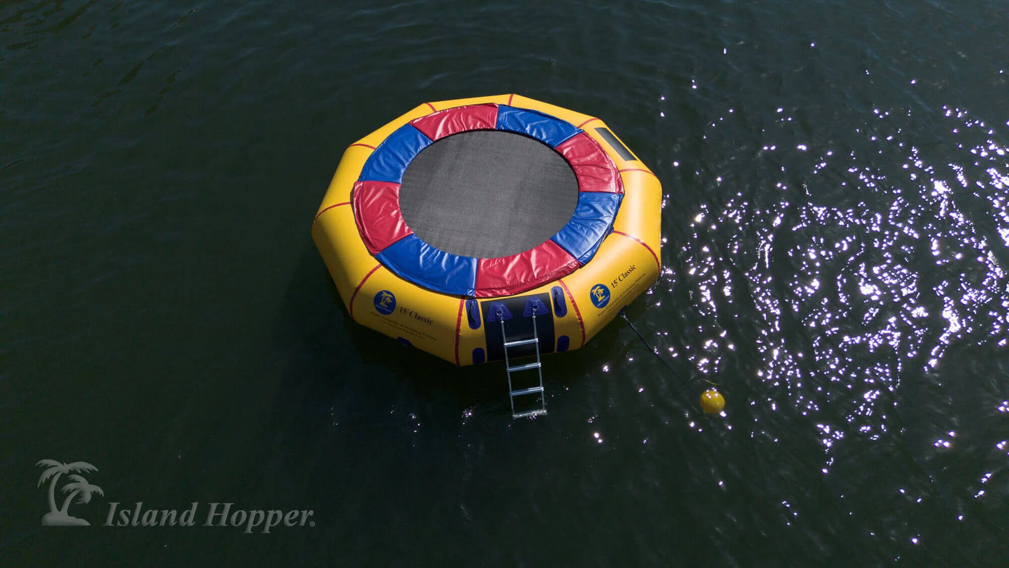 Island Hopper 15ft Classic floating lake trampoline for camps and resorts