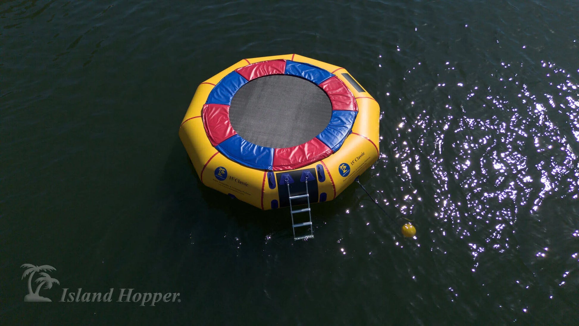 Island Hopper 15ft Classic floating lake trampoline for camps and resorts