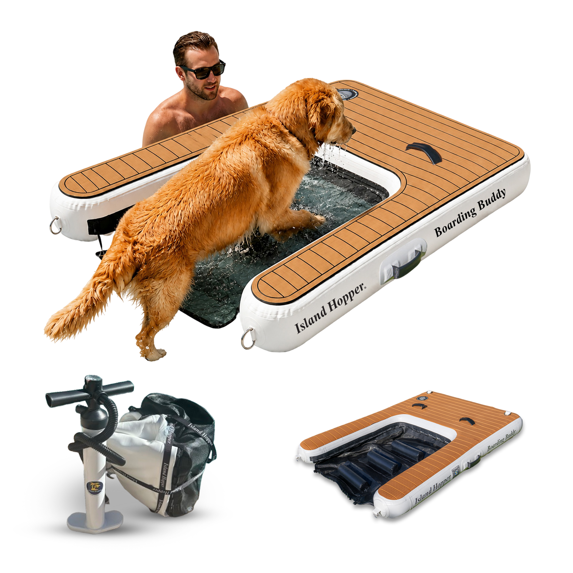 Island Hopper Boarding Buddy inflatable dock & swim platform for dogs and humans