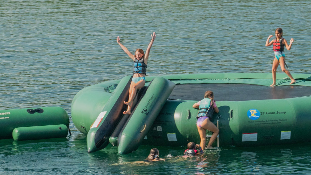 Lakeside Inflatables 10′ Lakeside Tropical Graphic Series Inflatable Floating Dock and Boun ...