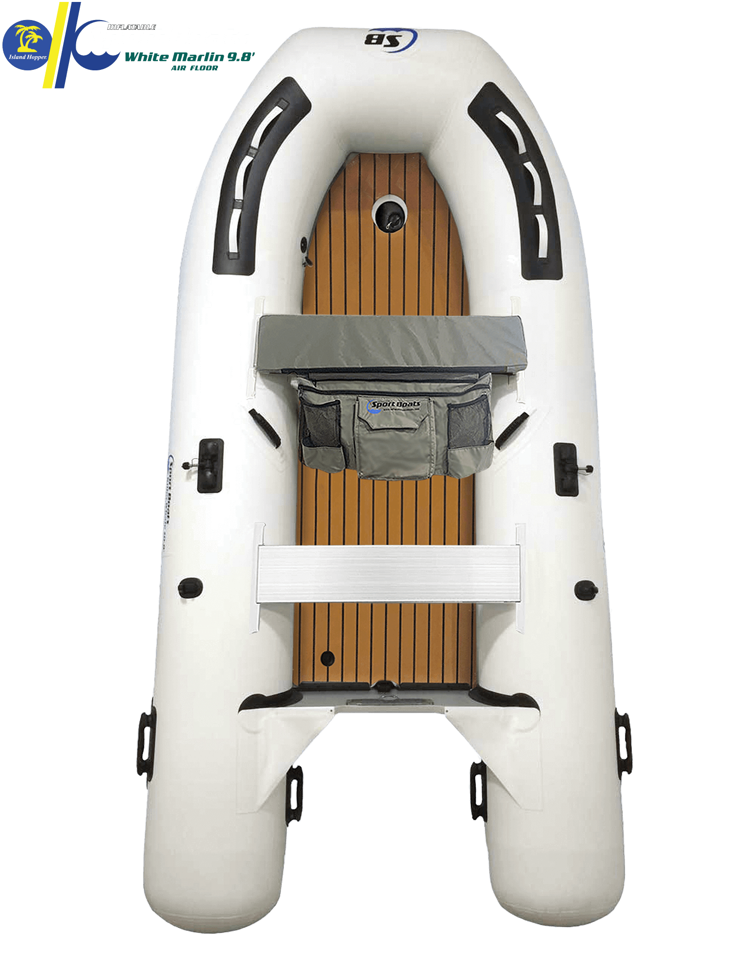 White Marlin 9.8′ Inflatable Fishing Boat | EVA Teak Deck Air Floor ...