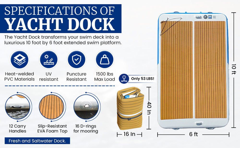 yacht dock inflatable swim deck dock specifications and roll up size