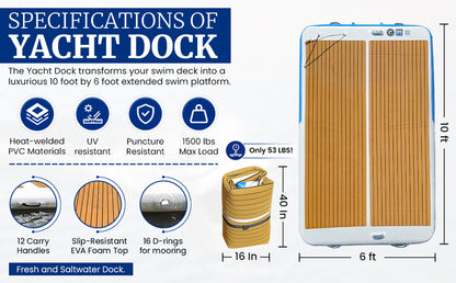 yacht dock inflatable swim deck dock specifications and roll up size
