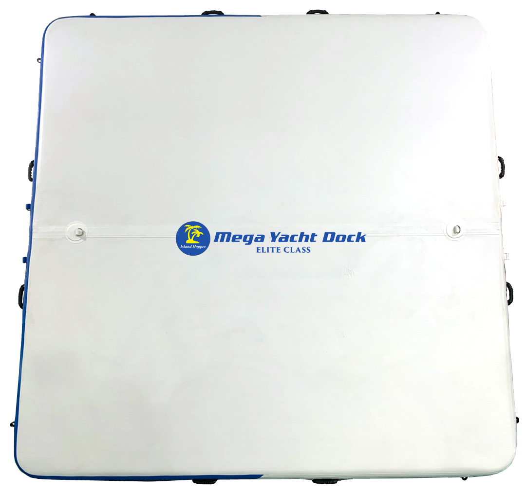 Island Hopper Mega Yacht Dock 10 x 10 ft inflatable dock bottom with 2 mooring d-rings