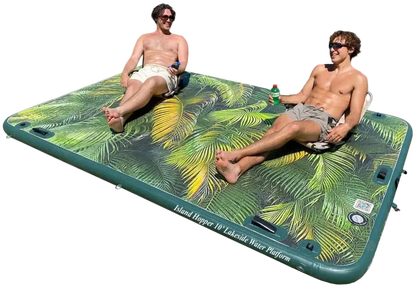 10′ Lakeside Tropical Graphic Series Inflatable Floating Dock and Bouncer Slide