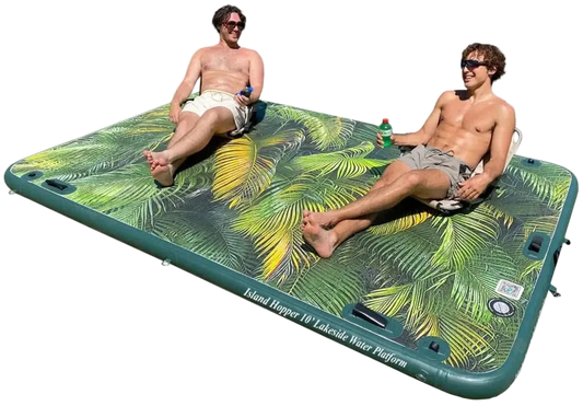 10′ Lakeside Tropical Graphic Series Inflatable Floating Dock and Bouncer Slide