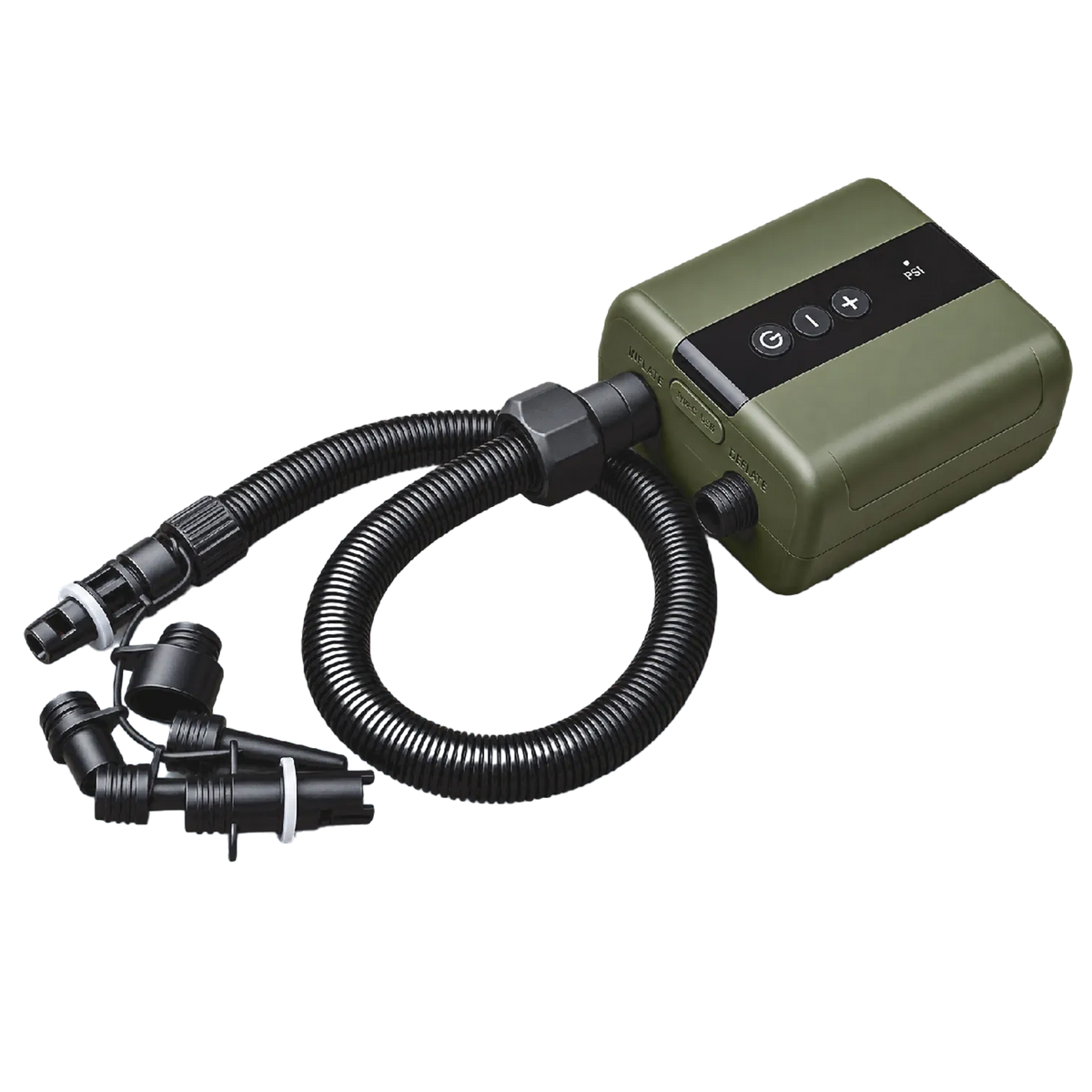 Wireless 10 PSI auto set pump, a rechargeable battery-powered air pump for paddle boards and inflatables