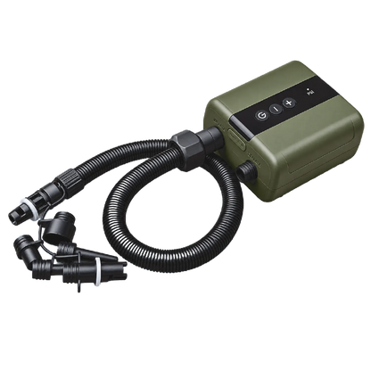 Wireless 10 PSI auto set pump, a rechargeable battery-powered air pump for paddle boards and inflatables