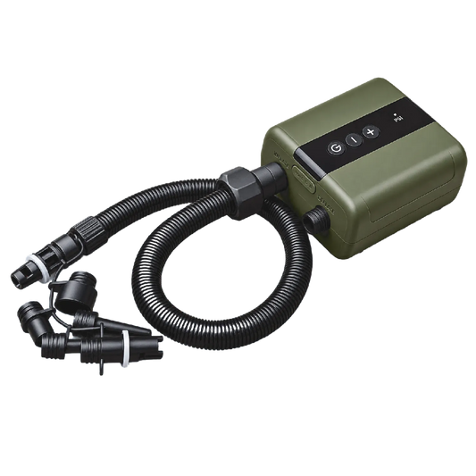 Wireless 10 PSI auto set pump, a rechargeable battery-powered air pump for paddle boards and inflatables